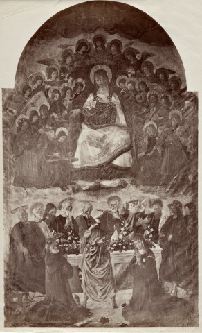 Alinari, Fratelli — Cortona. Chiesa di S. Domenico. Assunzione della Vergine, in basso i 12 Apostoli. Bartolommeo della Gatta — insieme